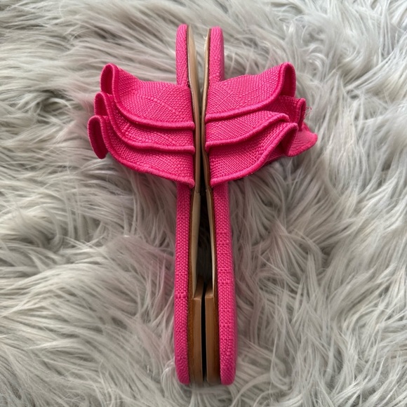 LARROUDE Ivy Ruffle Slip On Mule Flat Sandals in Pink Raffia Size 5 NWB - Picture 8 of 14